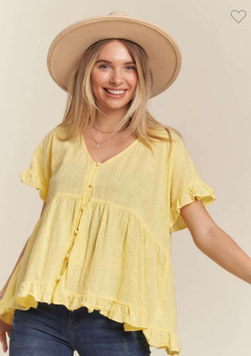 Madelyn Yellow Button Down
