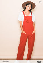 Load image into Gallery viewer, Terra Cotta Cotton Overalls