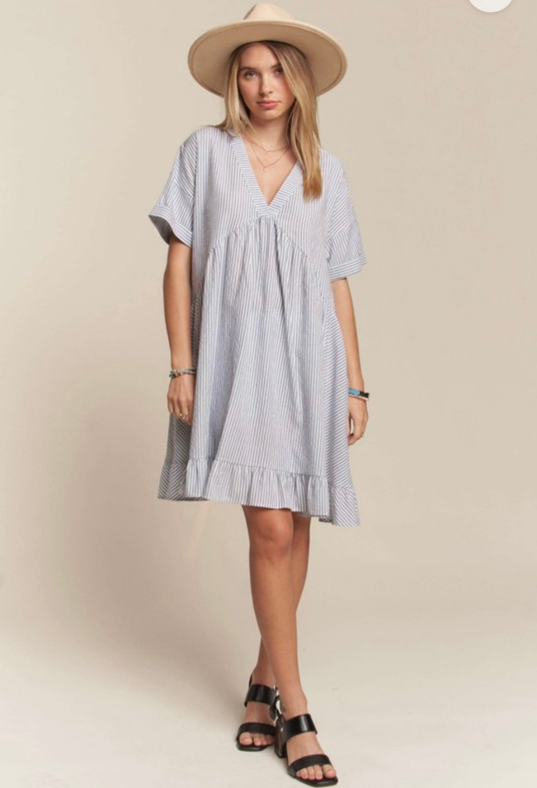 Pinstripe Babydoll Dress