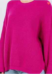 Hot Pink Waffle Sweater