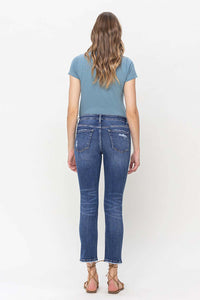 Mid Rise Crop Slim Straight Jean