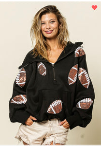 Football Sequin Patch Hoodie