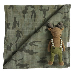 Camo Swaddle and Rattle Set