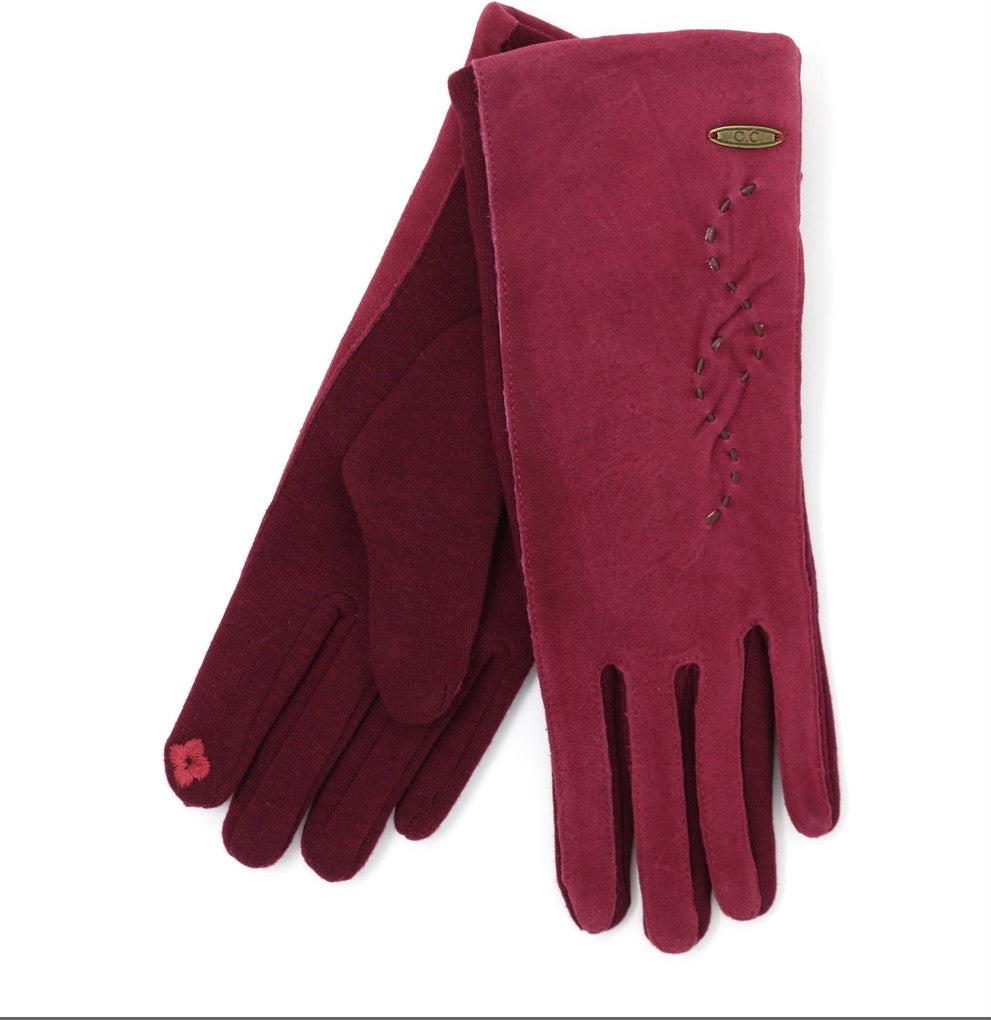 Burgundy Suede Gloves