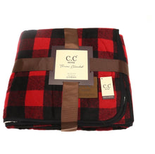 Load image into Gallery viewer, C.C. Buffalo Check Sherpa Lined Throw