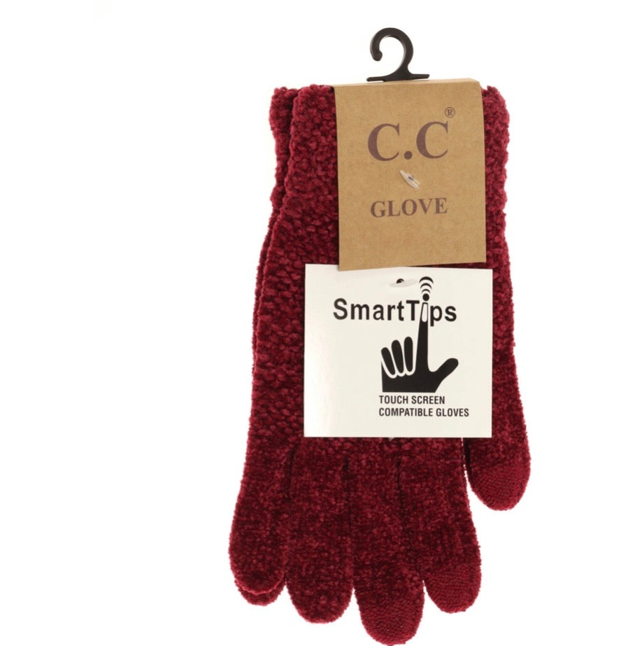 Burgundy Chenille Gloves