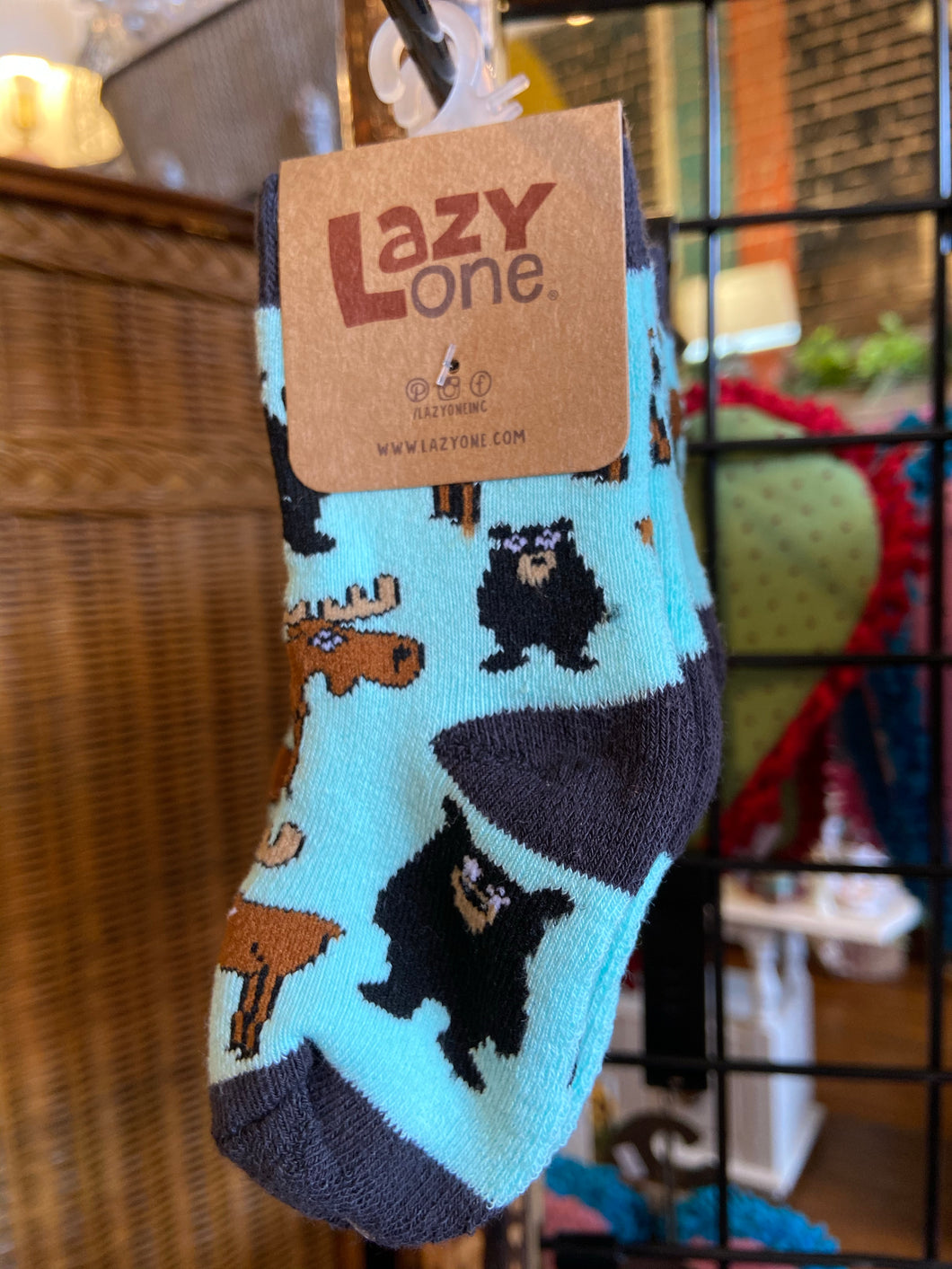 Lazy One Kid Sock Blue Bear/Moose